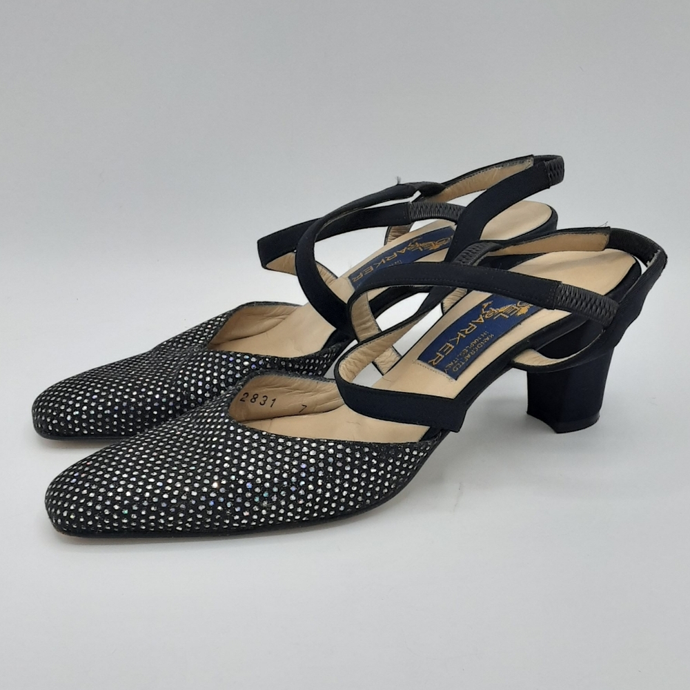 Joel Parker Handcrafted In Italy Sling Back Heels With Cross Straps.